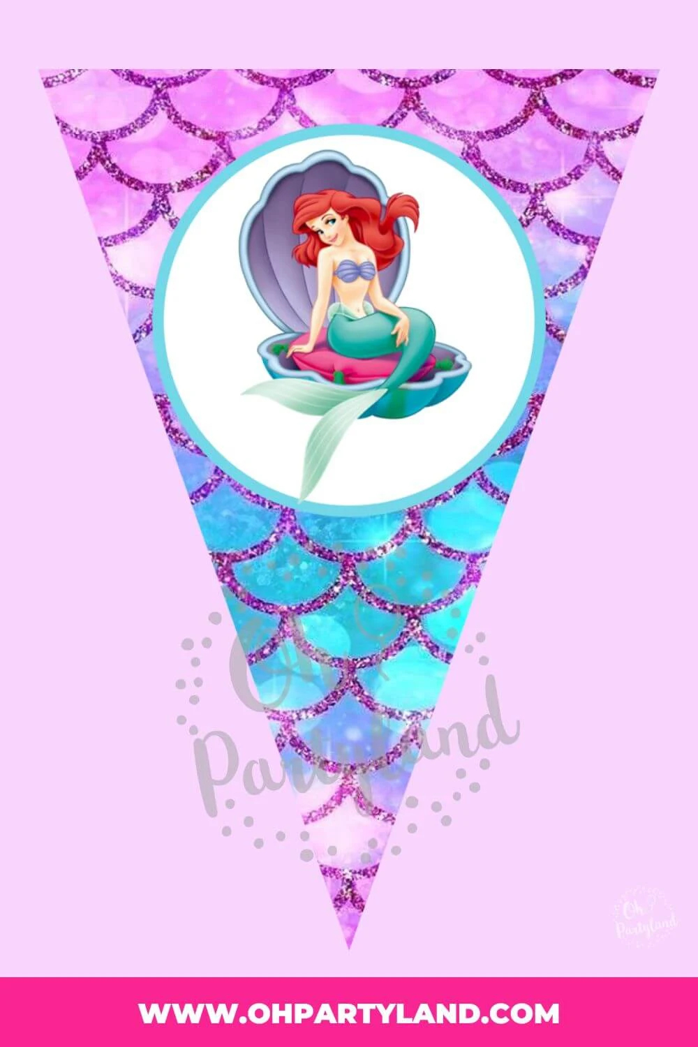Free Printable Little Mermaid Birthday Banner - Oh Partyland inside Free Printable Little Mermaid Birthday Banner