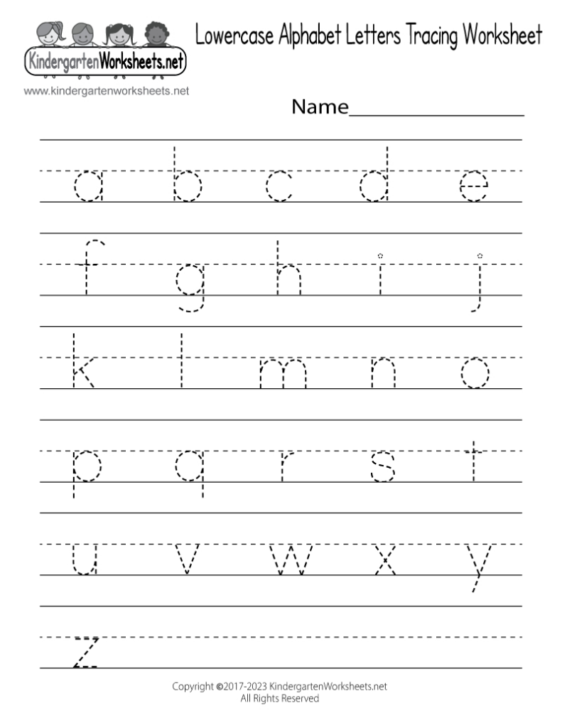 Free Printable Lowercase Alphabet Letters Tracing Worksheet Inside Free Printable Lower Case Letters
