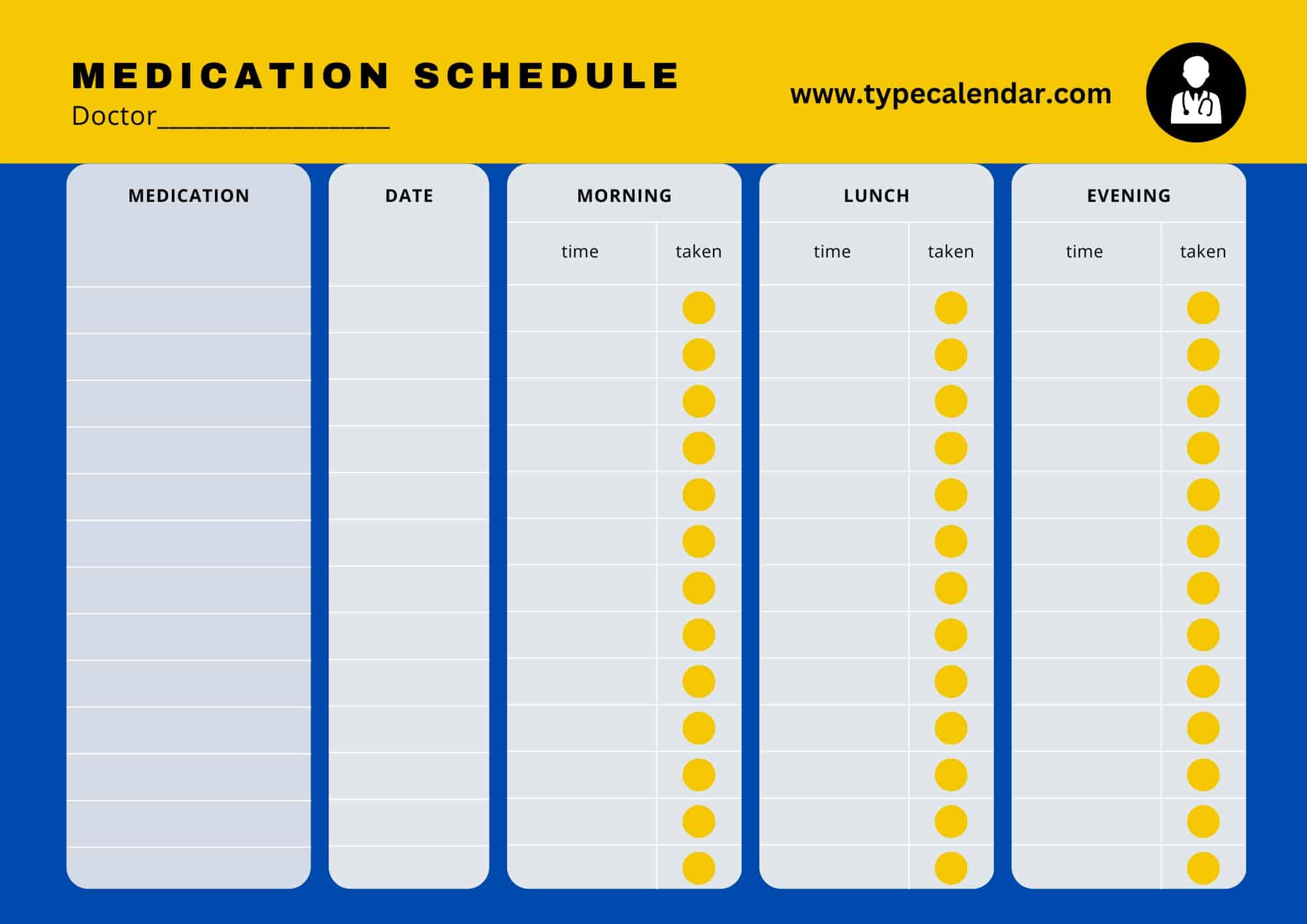 Free Printable Medication Schedule Templates [2, 3, 4 Times A Day with Free Printable Daily Medication Chart