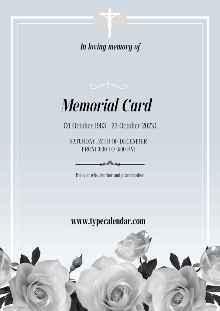 Free Printable Memorial Card Templates [Word] Front And Back Inside Free Printable Funeral Prayer Card Template