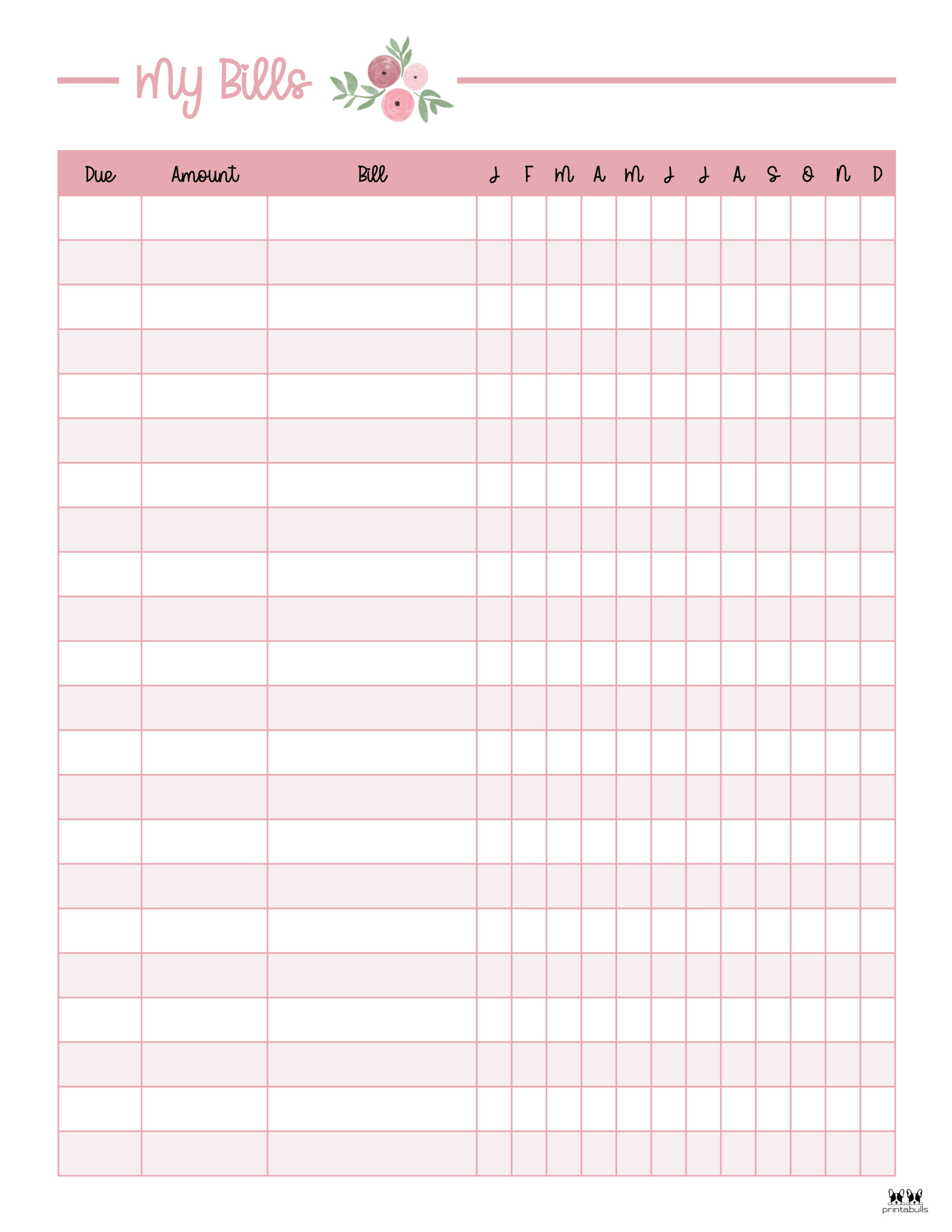 Free Printable Monthly Bill Organizer - Printable Party Favors regarding Free Printable Monthly Bills Worksheet