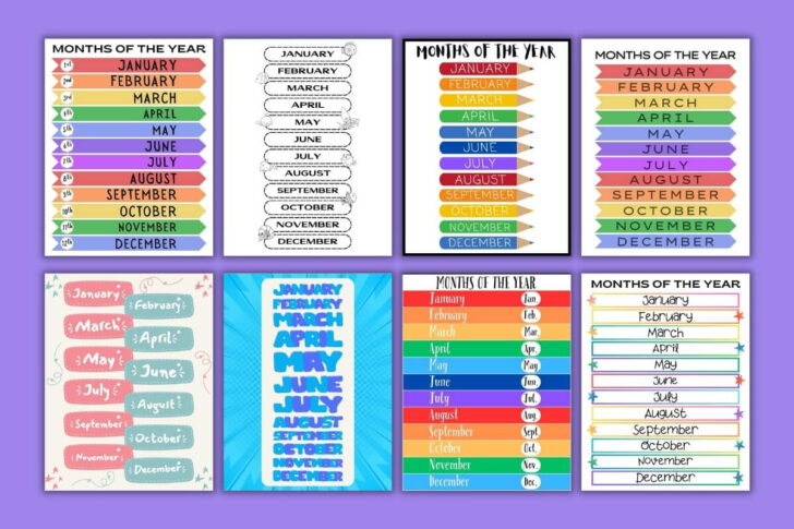 Free Printable Months of the Year Chart