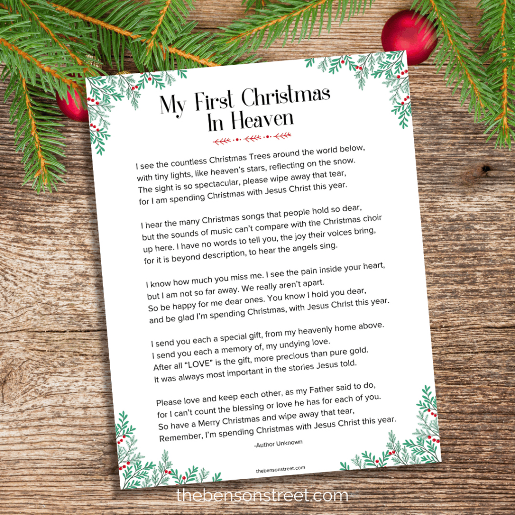 Free Printable “My First Christmas In Heaven” Poem (Author Unknown With Free Printable Christian Christmas Poems Free Printable “My First Christmas In Heaven” Poem (Author Unknown With Free Printable Christian Christmas Poems