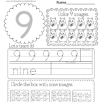 Free Printable Number Nine Worksheet Pertaining To Free Printable Number Worksheets