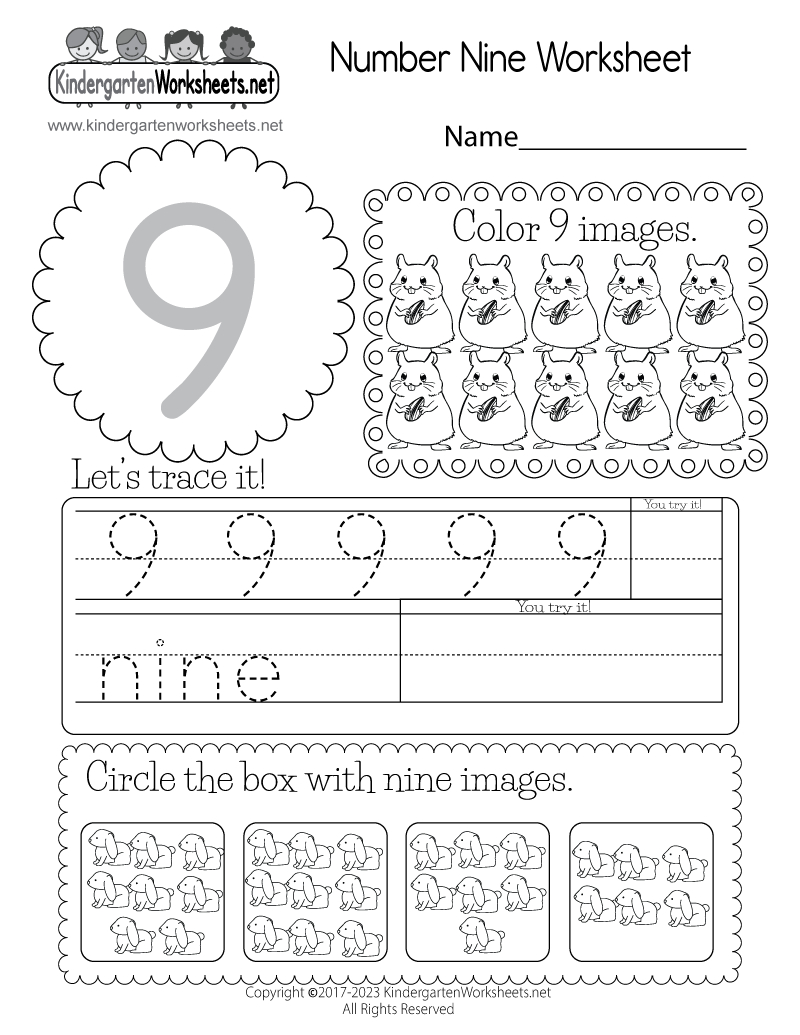 Free Printable Number Nine Worksheet pertaining to Free Printable Number Worksheets