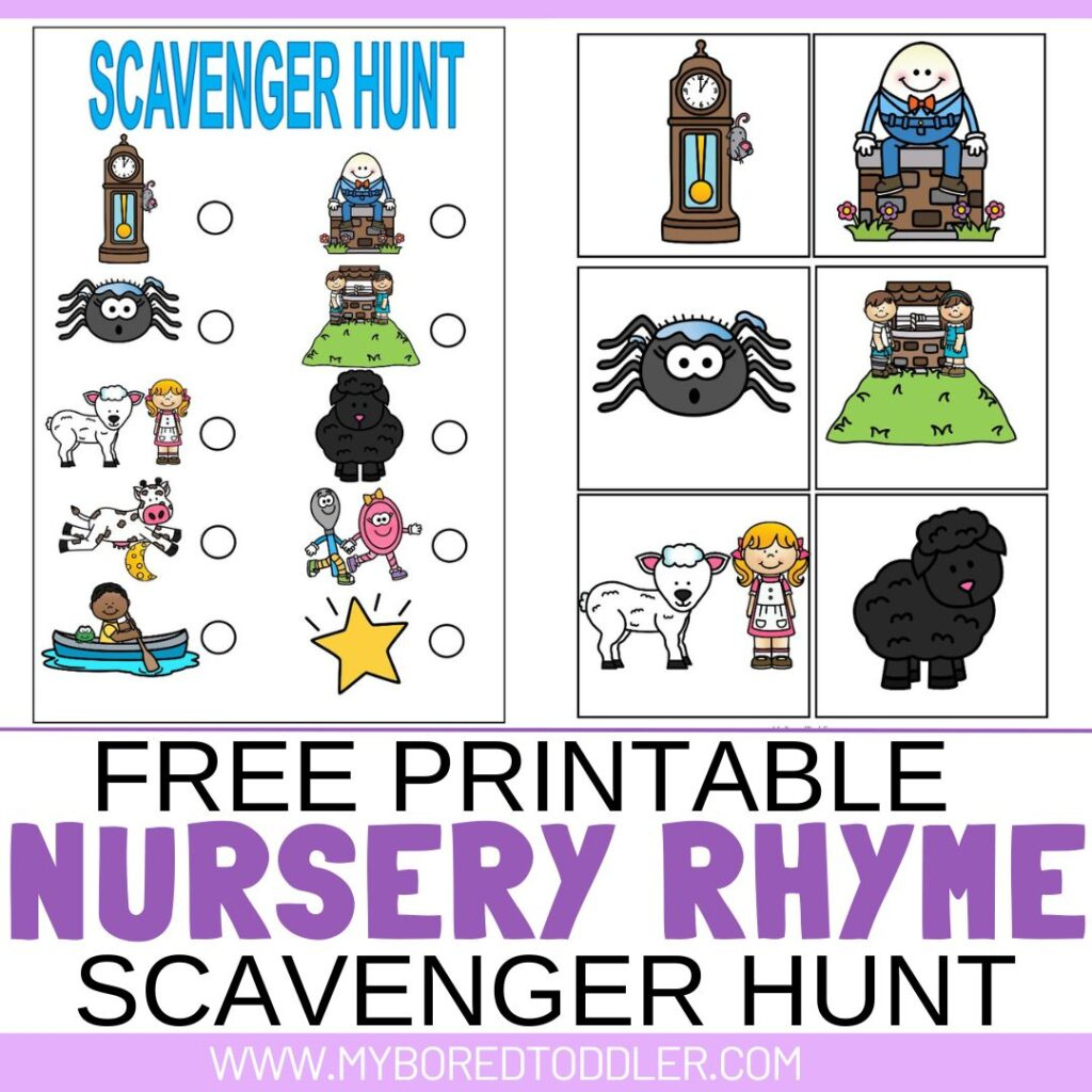 Free Printable Nursery Rhyme Scavenger Hunt - My Bored Toddler with Free Printable Nursery Rhymes