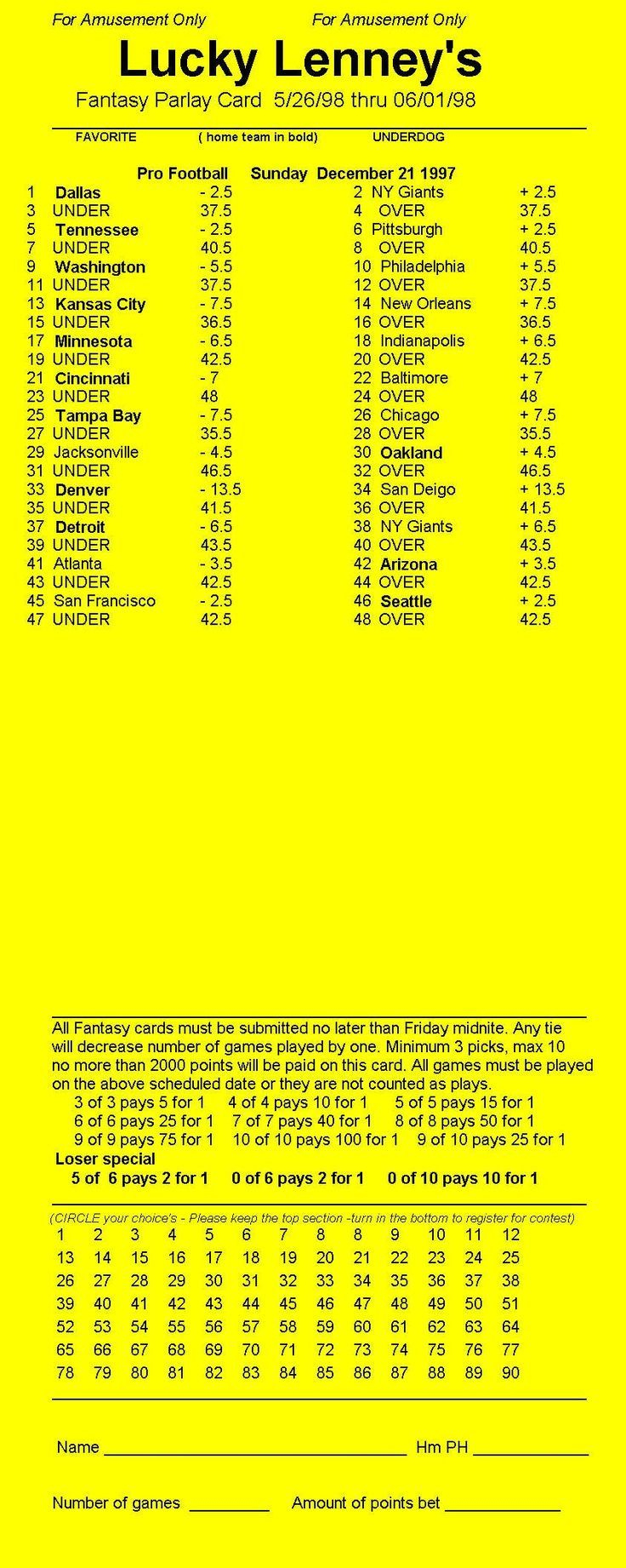 Free Printable Parlay Cards regarding Free Printable Parlay Cards