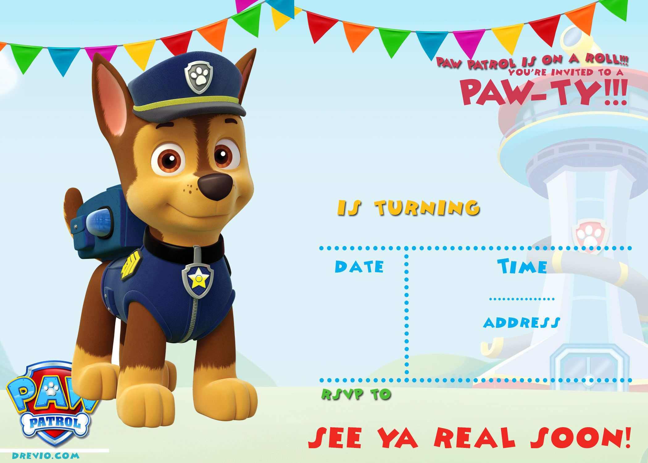 Free Printable Paw Patrol Invitation Template – All Characters pertaining to Free Printable Paw Patrol Invitations