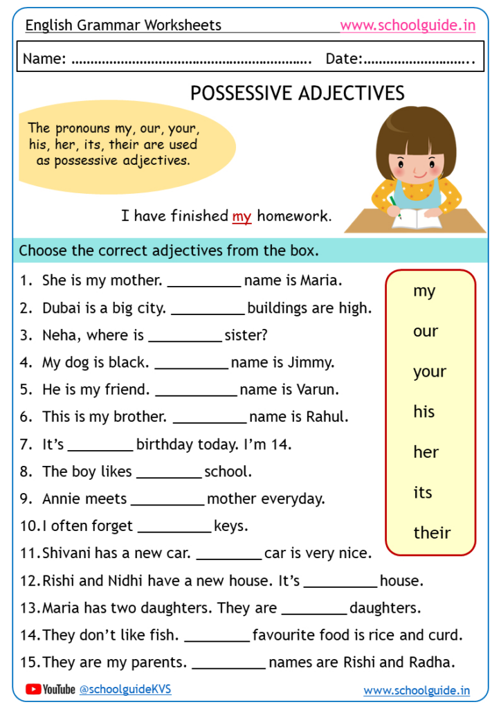 Free Printable Possessive Adjectives Worksheets With Free Printable Possessive Nouns Worksheets Free Printable Possessive Adjectives Worksheets With Free Printable Possessive Nouns Worksheets