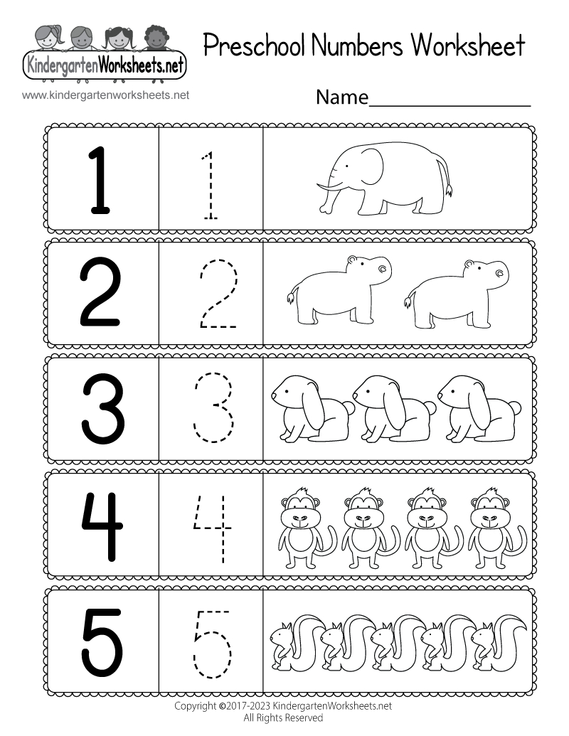 Free Printable Preschool Numbers Worksheet inside Free Printable Number Worksheets