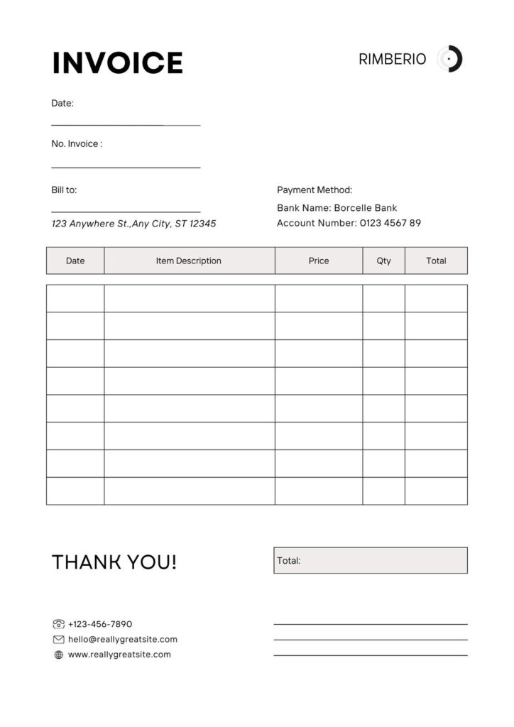 Free, Printable, Professional Invoice Templates To Customize | Canva Inside Free Printable Receipt Template