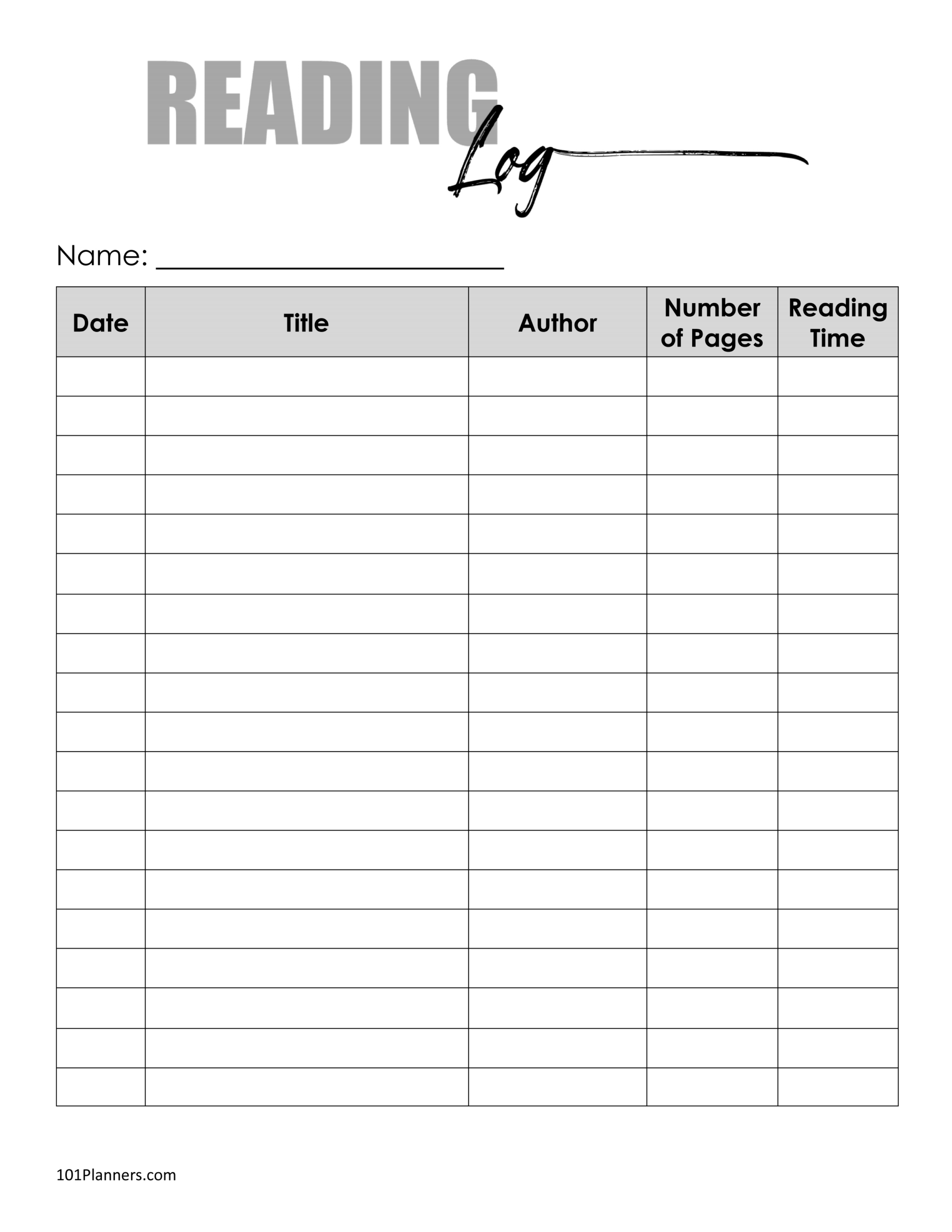 Free Printable Reading Log Template | Bullet Journal &amp; Traditional with Free Printable Reading Log