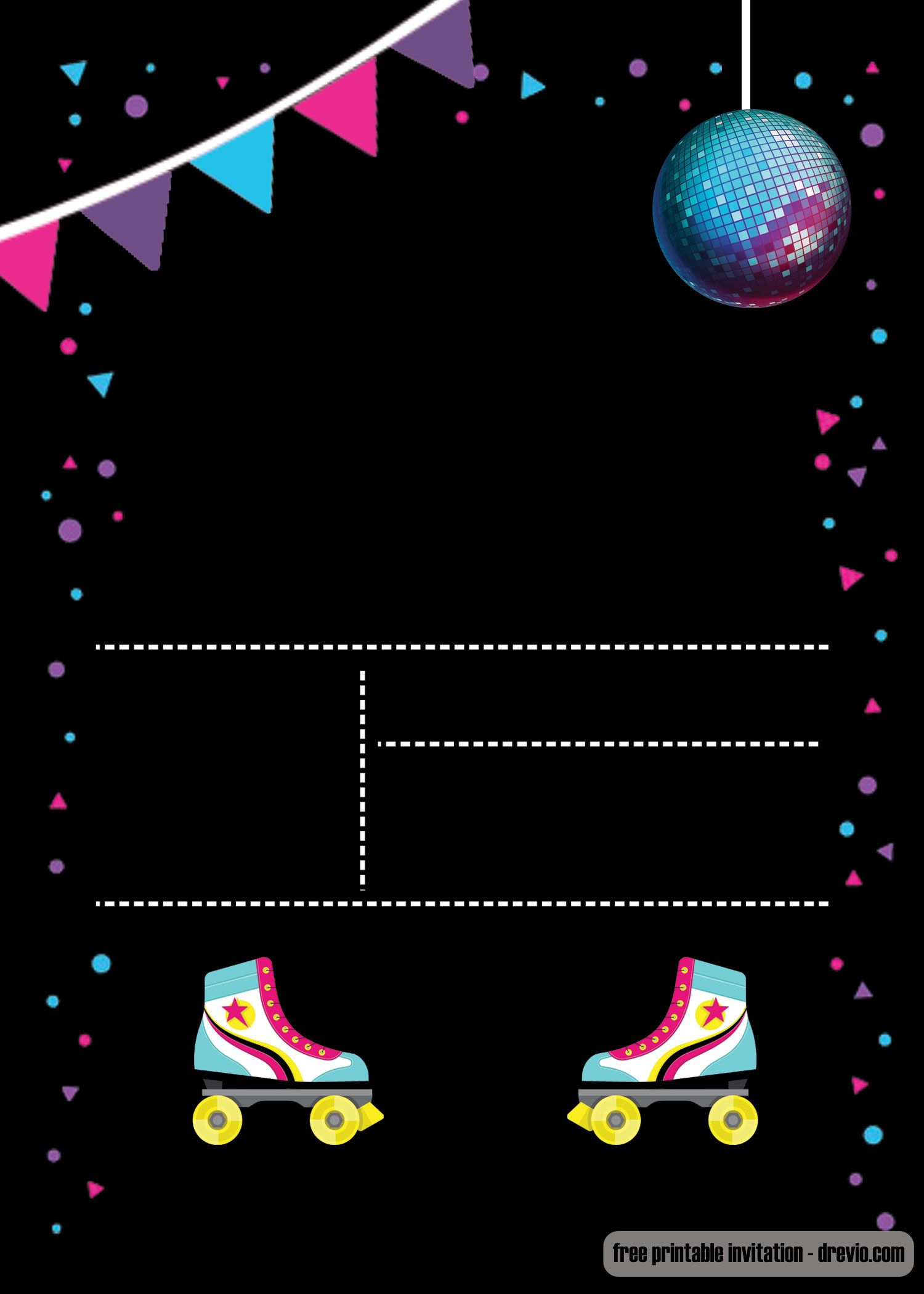 Free Printable Roller Skating Invitation Template intended for Free Printable Roller Skate Template