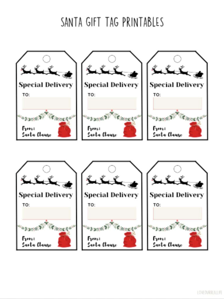 Free Printable Santa Gift Tags (Download Instantly To Print In Free Printable Santa Gift Tags Free Printable Santa Gift Tags (Download Instantly To Print In Free Printable Santa Gift Tags