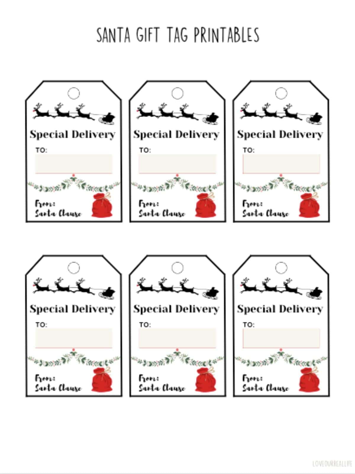 Free Printable Santa Gift Tags (Download Instantly To Print in Free Printable Santa Gift Tags
