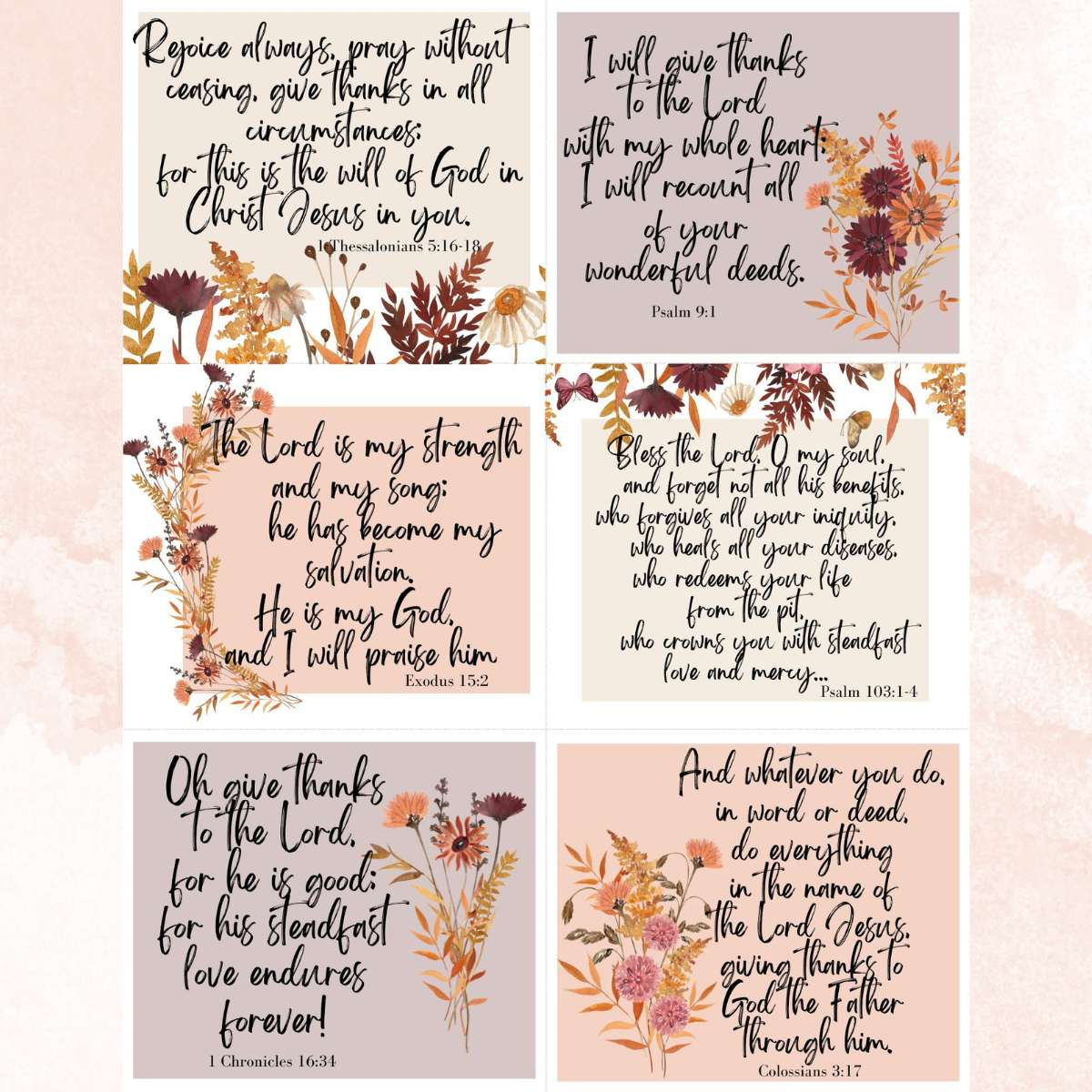 Free Printable Scripture Cards For Thanksgiving And Gratitude intended for Free Printable Bible Verses