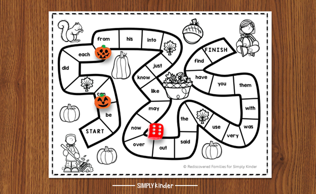 Free Printable Sight Word Game To Make For Fall - Simply Kinder pertaining to Free Printable Word Games