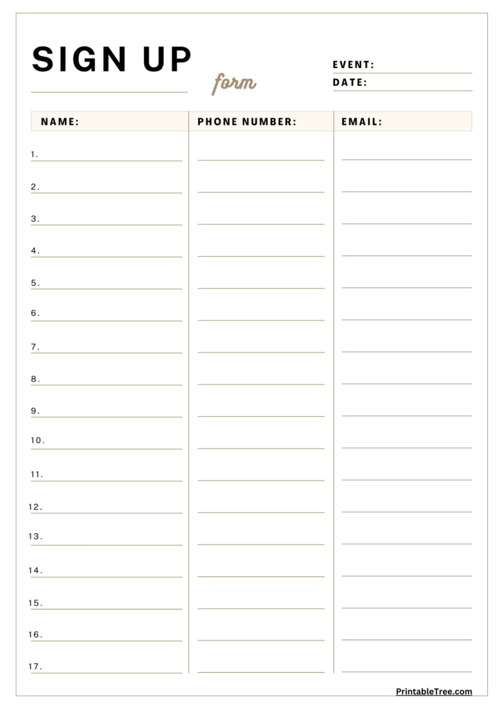Free Printable Sign Up And Sign In Sheet Pdf Templates Inside Free Printable Sign Up Sheet Free Printable Sign Up And Sign In Sheet Pdf Templates Inside Free Printable Sign Up Sheet