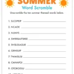 Free Printable Summer Word Scramble   Pjs And Paint Throughout Unscramble Word Games Printable Free