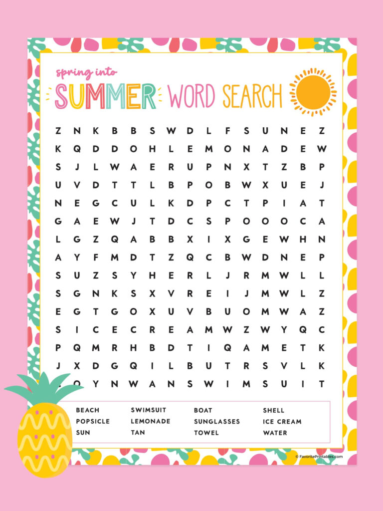 Free Printable Summer Word Search   Favorite Printables Within Free Printable Summer Puzzles
