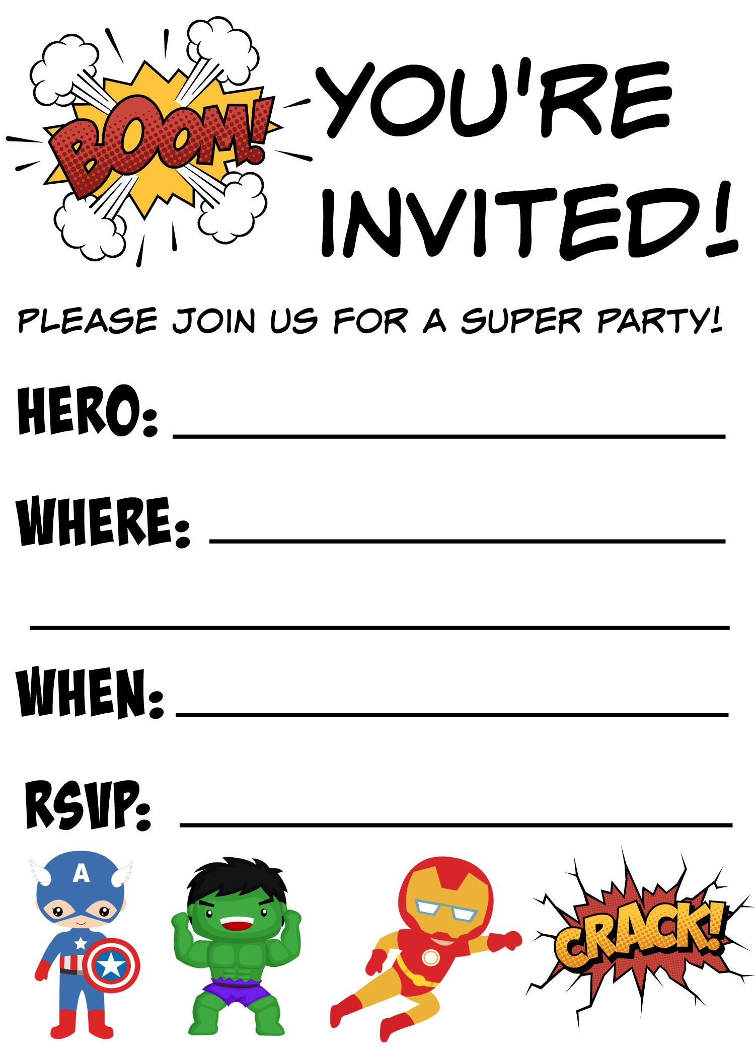 Free Printable Superhero Birthday Invitations within Free Printable Superhero Birthday Invitation Templates