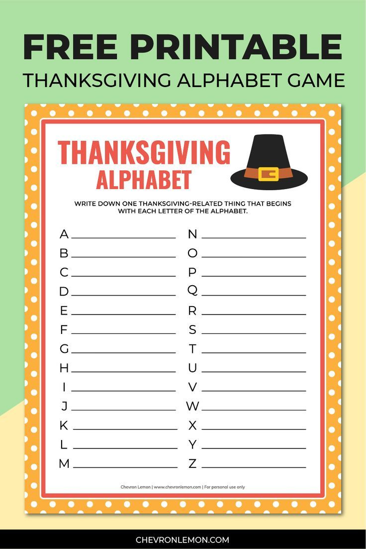 Free Printable Thanksgiving Alphabet Game inside Thanksgiving Games Printable Free