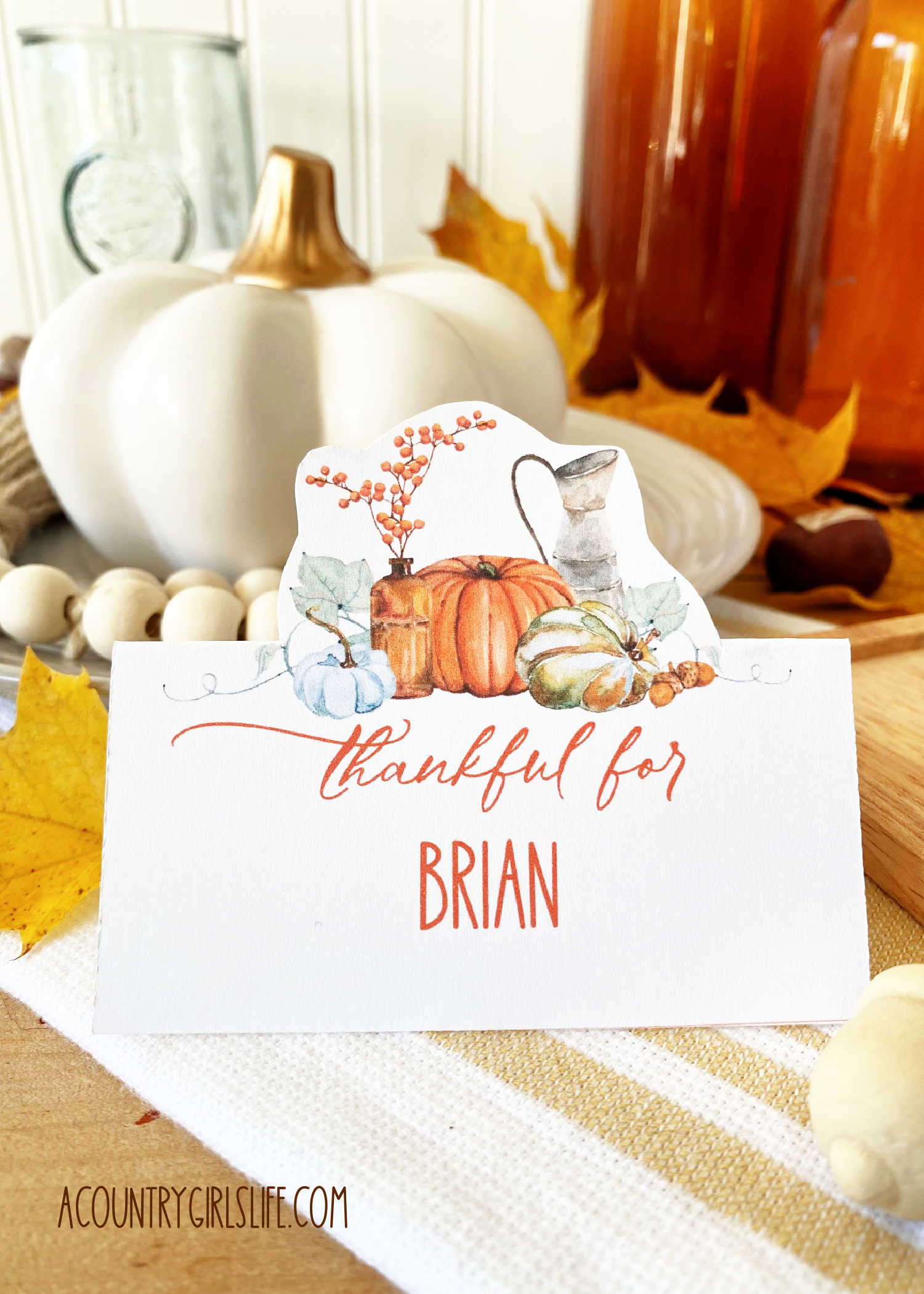 Free Printable Thanksgiving Place Cards For Dinner - A Country intended for Free Printable Thanksgiving Cards