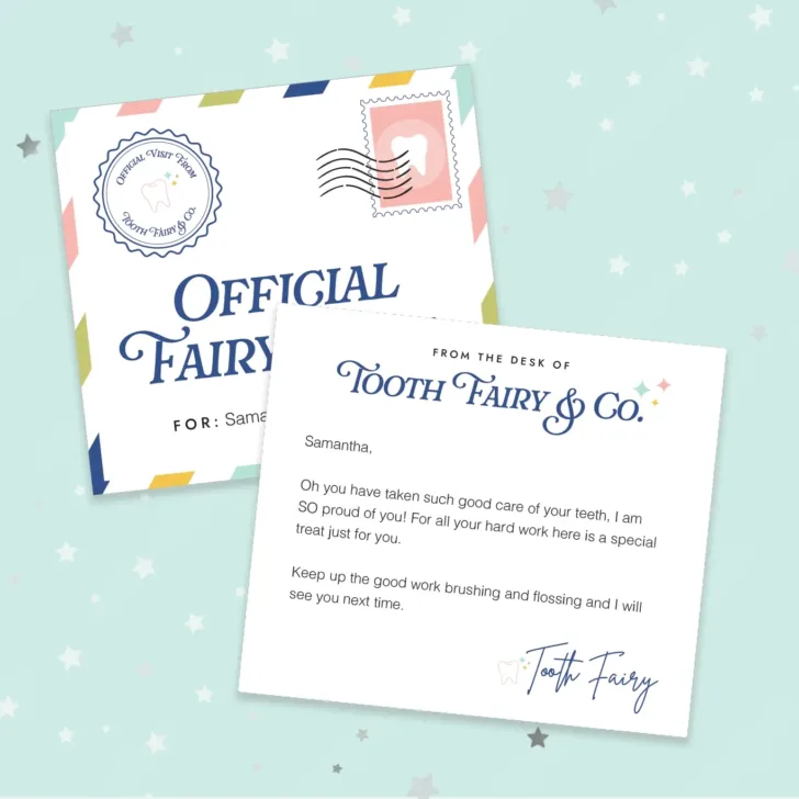 Free Printable Tooth Fairy Letter and Envelope