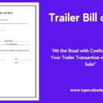 Free Printable Trailer Bill Of Sale Templates [Word, Excel, Pdf In Free Printable Bill Of Sale For Trailer