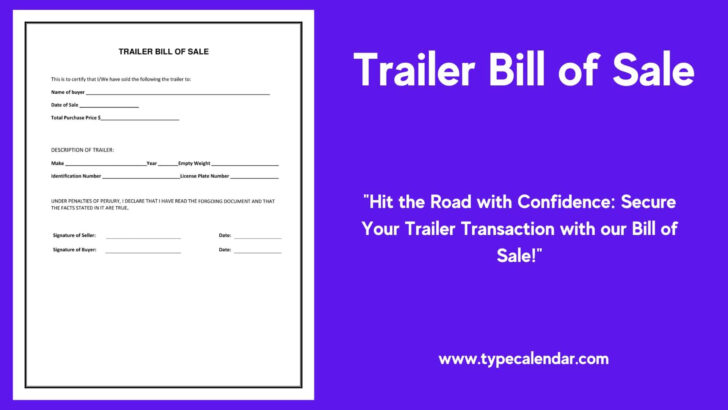 Free Printable Bill of Sale For Trailer