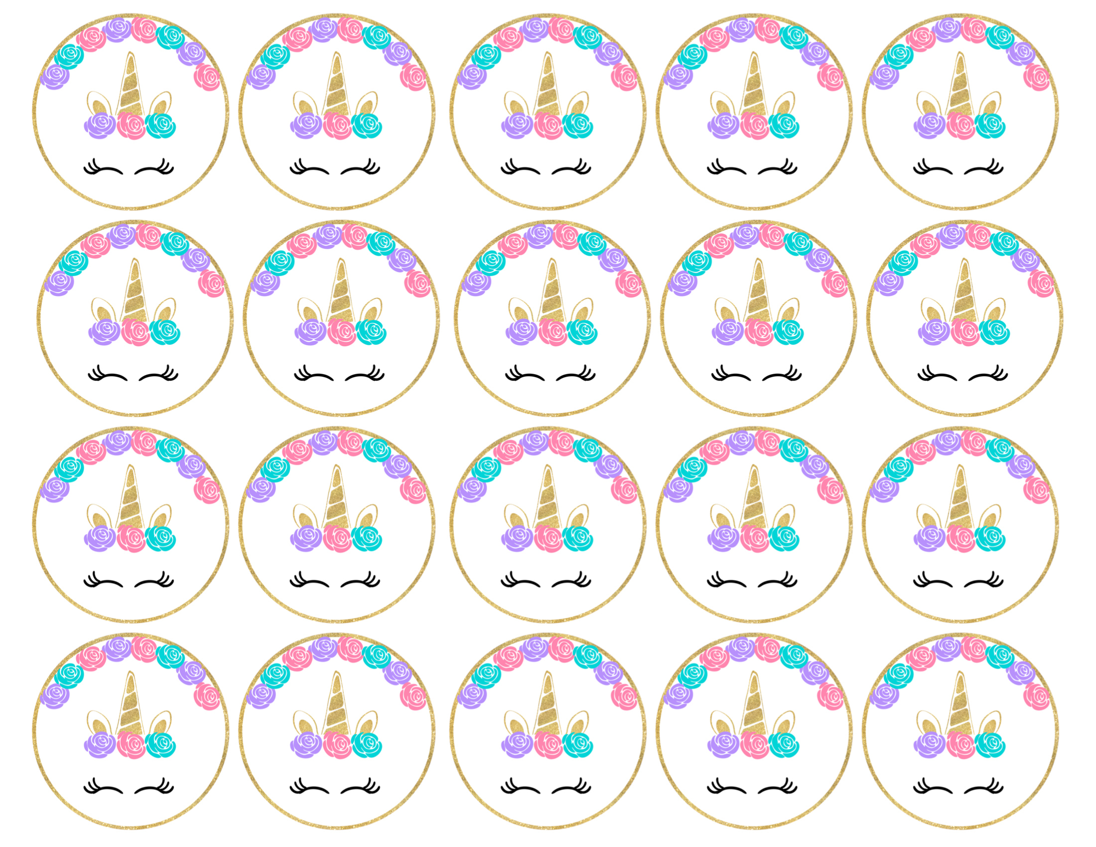 Free Printable Unicorn Cupcake Toppers - Paper Trail Design regarding Free Printable Unicorn Cupcake Toppers
