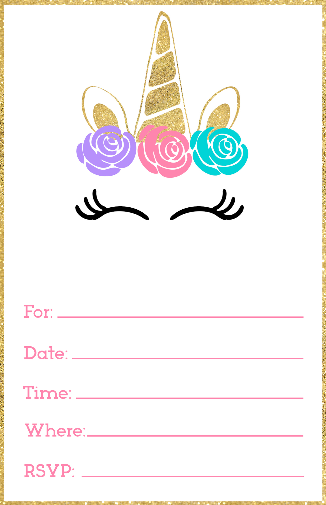 Free Printable Unicorn Invitations Template - Paper Trail Design regarding Free Printable Girl Birthday Invitations