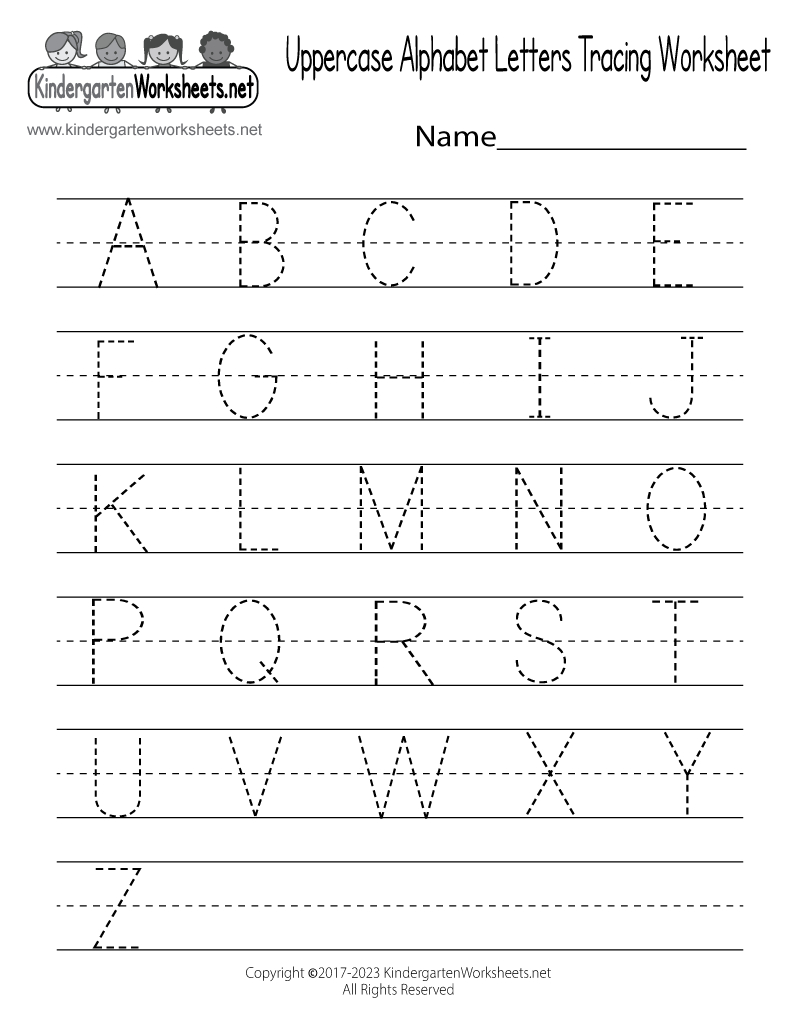 Free Printable Uppercase Alphabet Letters Tracing Worksheet intended for Free Printable Handwriting Sheets For Kindergarten