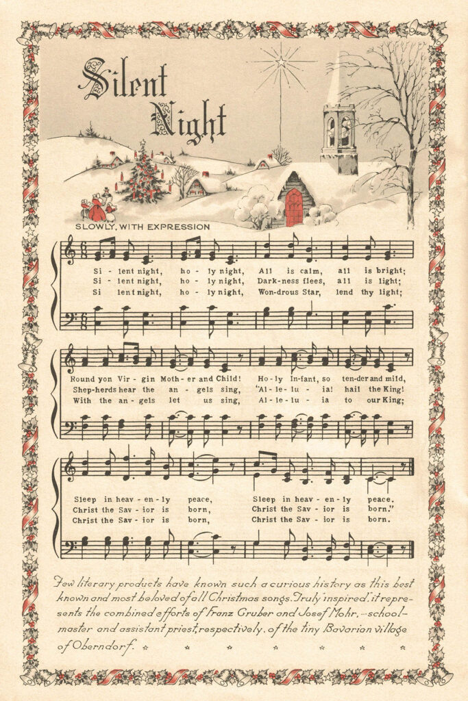 Free Printable Vintage Color Illustration Christmas Carols • Rose With Free Printable Vintage Christmas Pictures