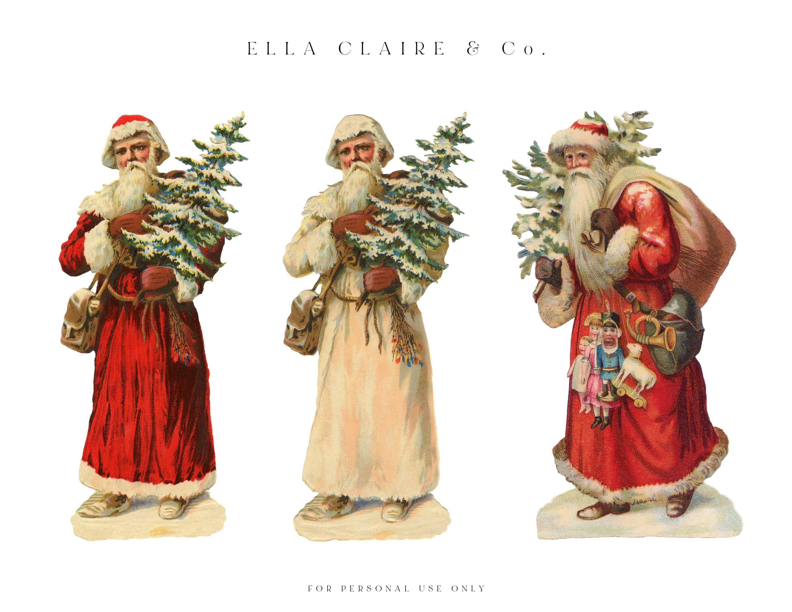 Free Printable Vintage Santas - Ella Claire &amp;amp; Co. within Free Printable Vintage Christmas Pictures