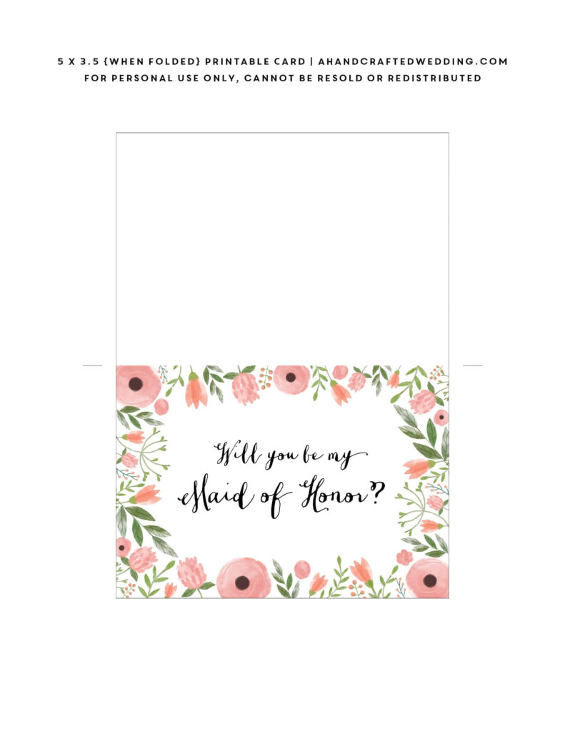 Free Printable Will You Be My Bridesmaid Card | Mountain Modern Life % Throughout Free Printable Will You Be My Maid Of Honor Card