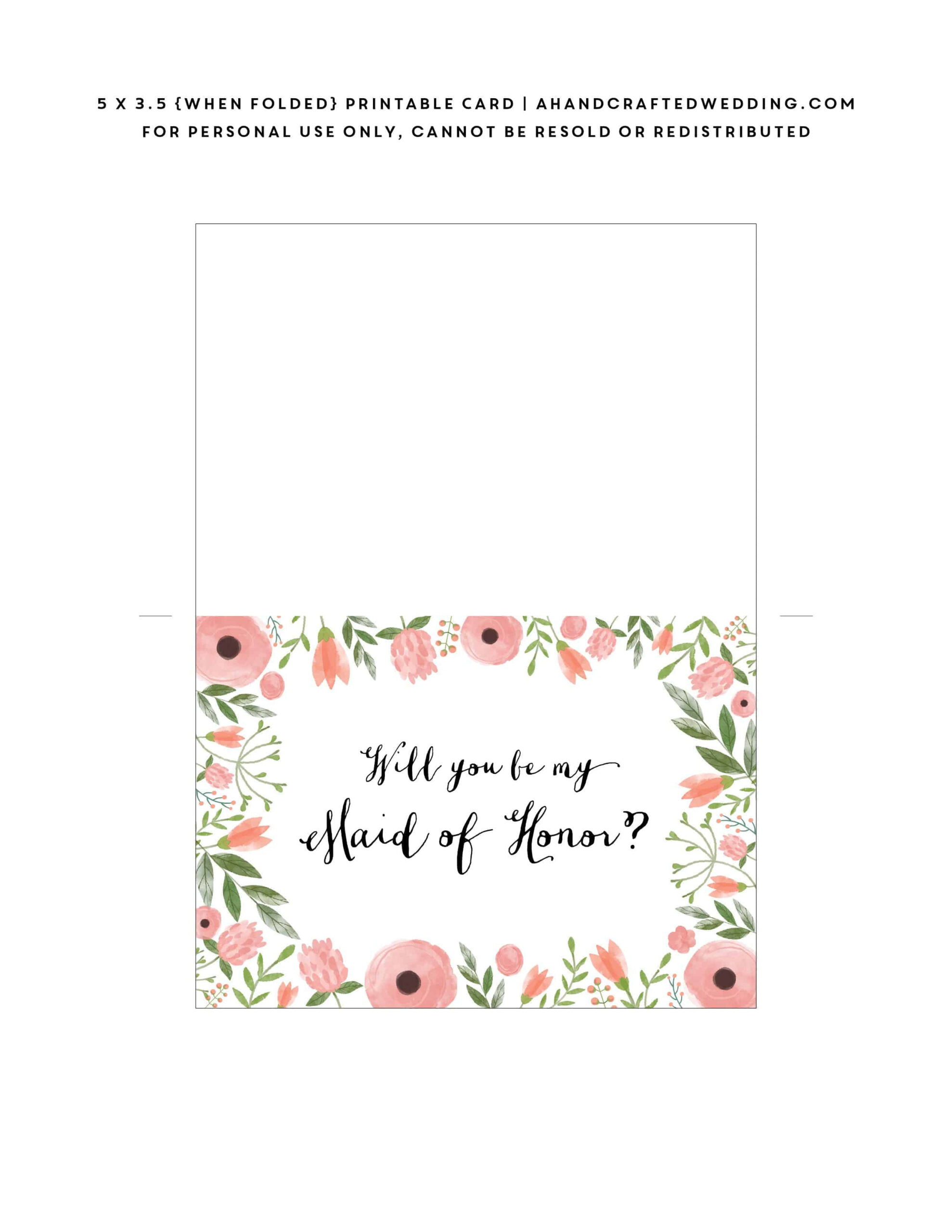 Free Printable Will You Be My Bridesmaid Card | Mountain Modern Life % throughout Free Printable Will You Be My Maid Of Honor Card
