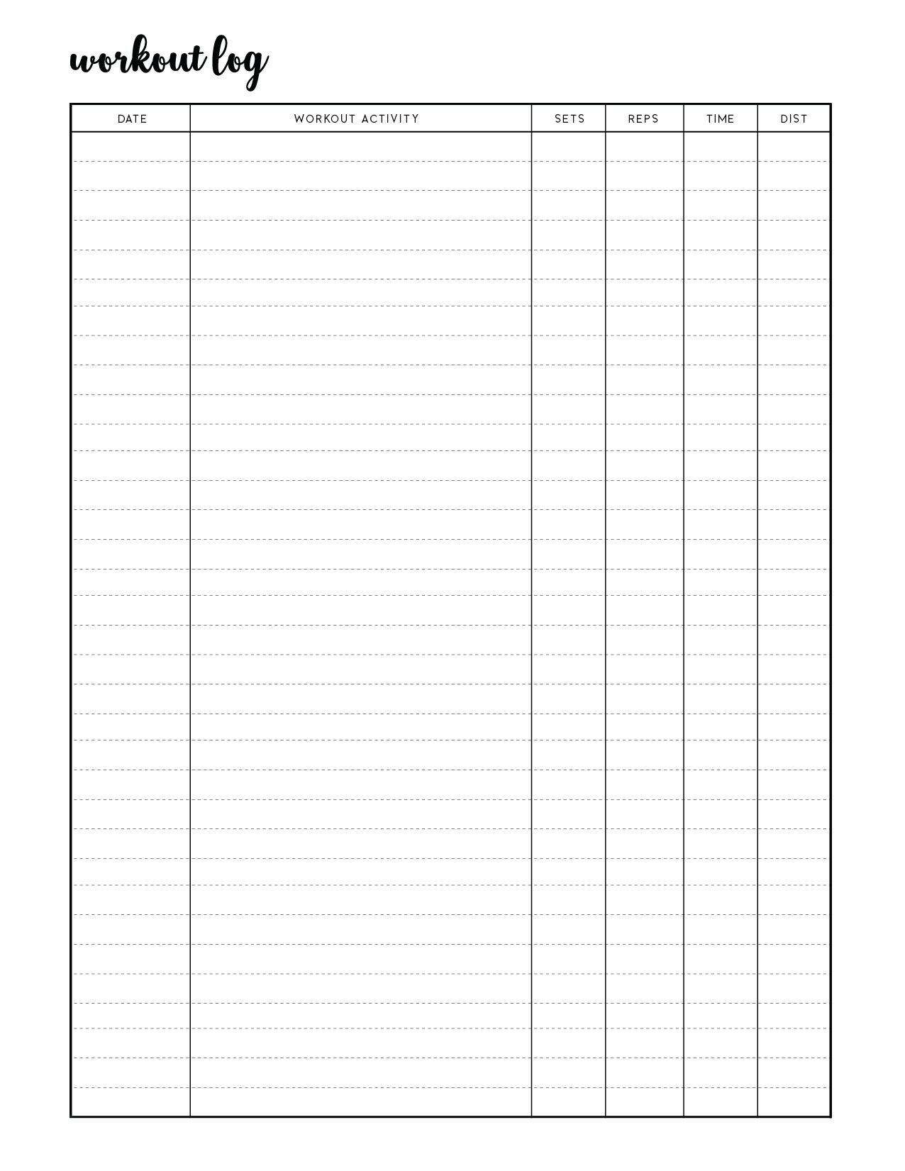 Free Printable Workout Log Sheets - World Of Printables regarding Free Printable Workout Log