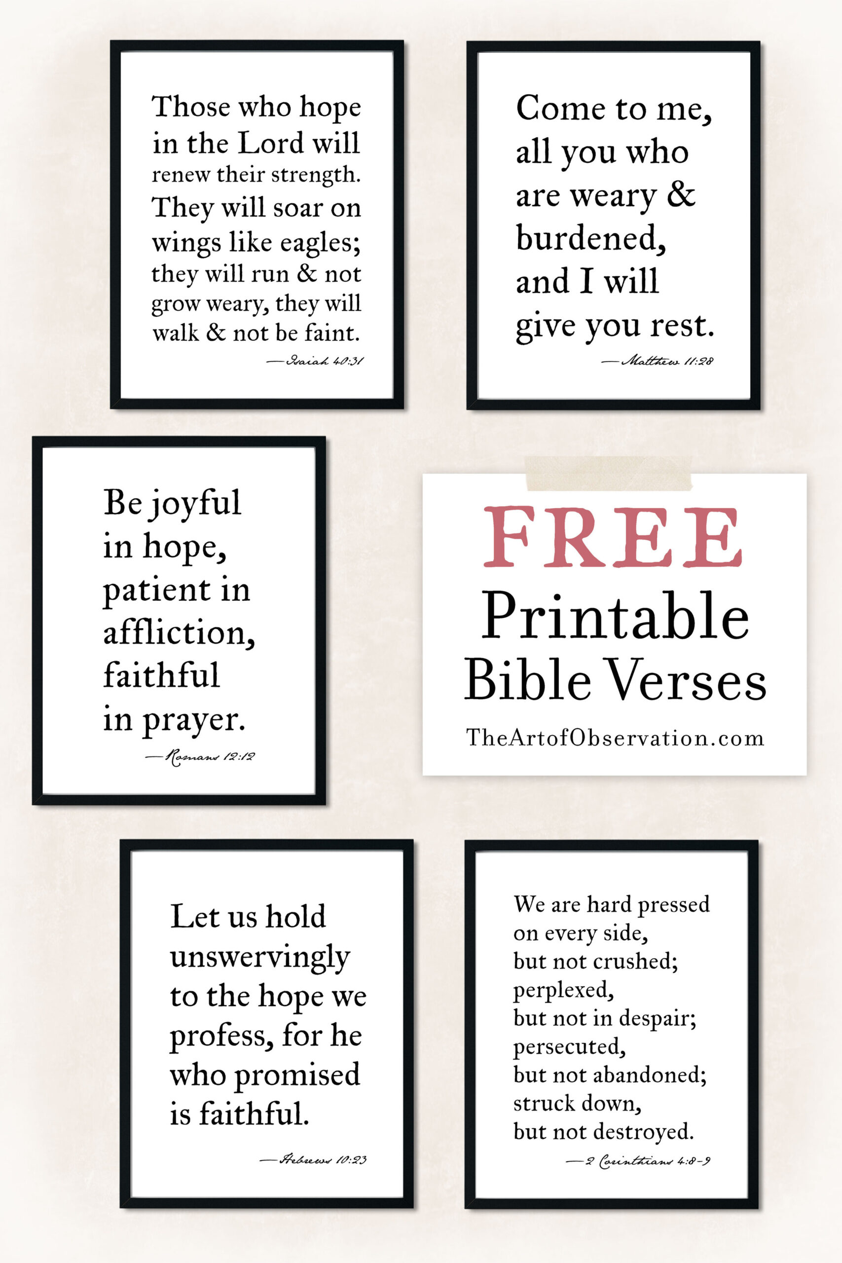 Free Printables: Bible Verse Wall Art — The Art Of Observation in Free Printable Scripture Verses