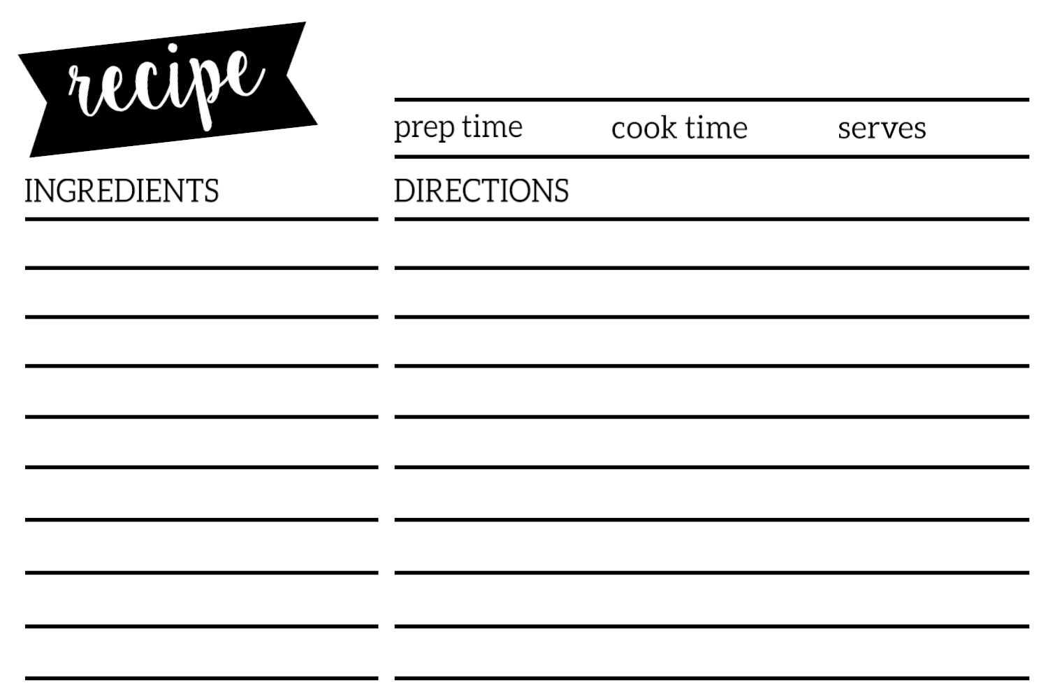 Free Recipe Card Template Printable - Paper Trail Design within Free Printable Recipe Cards