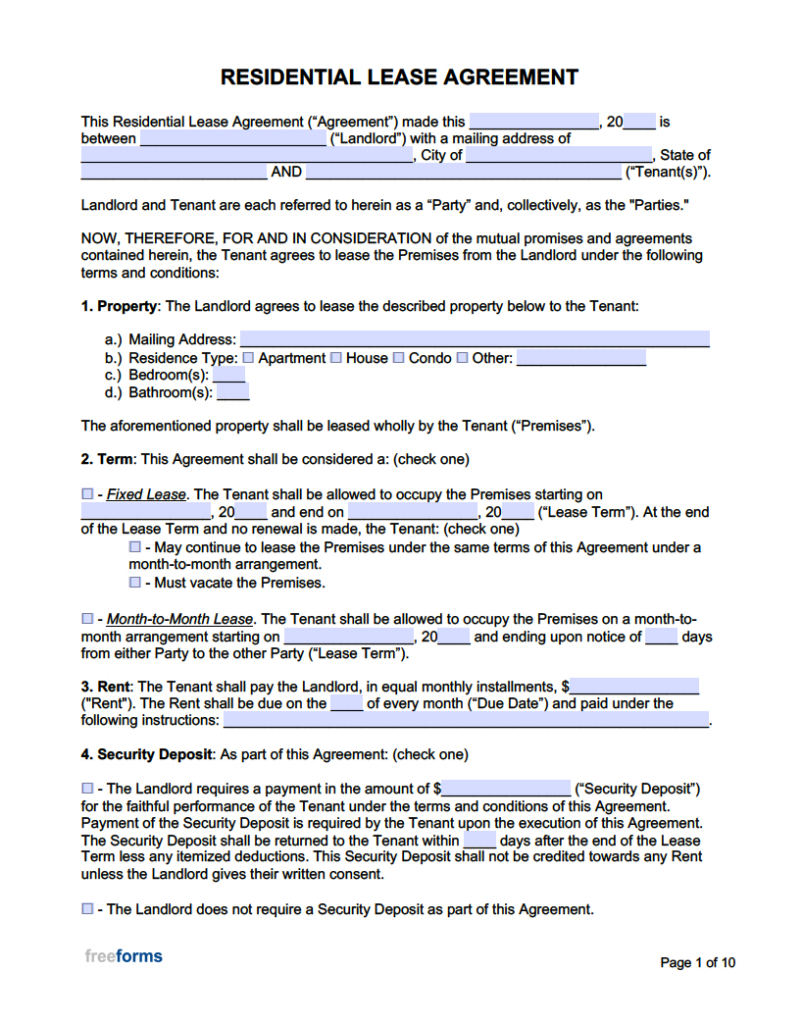 Free Rental / Lease Agreement Templates | Pdf | Word With Regard To Blank Lease Agreement Free Printable Free Rental / Lease Agreement Templates | Pdf | Word With Regard To Blank Lease Agreement Free Printable