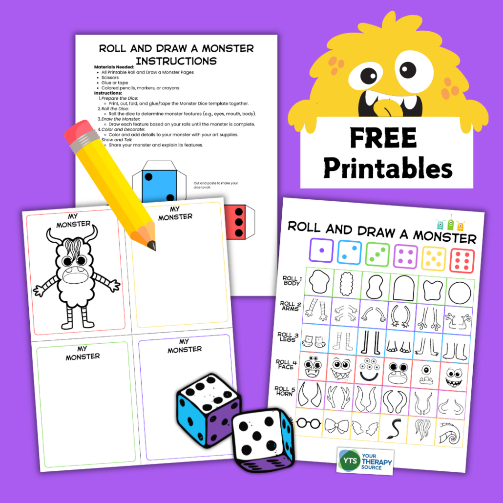 Free Roll A Monster Printable - Your Therapy Source within Roll A Monster Free Printable