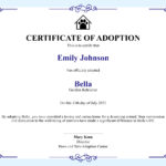 Free Simple Adoption Certificate Template To Edit Online Within Fake Adoption Certificate Free Printable