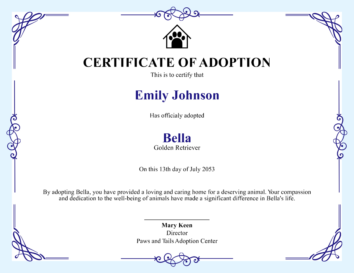 Free Simple Adoption Certificate Template To Edit Online within Fake Adoption Certificate Free Printable