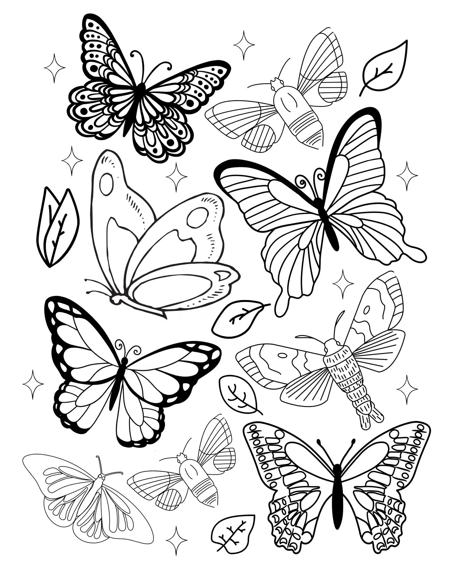 Free Simple Butterfly Coloring Pages - Little Moon regarding Free Printable Butterfly Coloring Pages