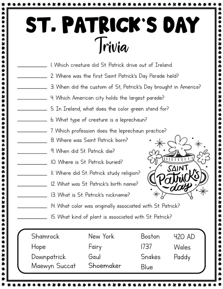 Free Printable St Patrick Day Worksheets