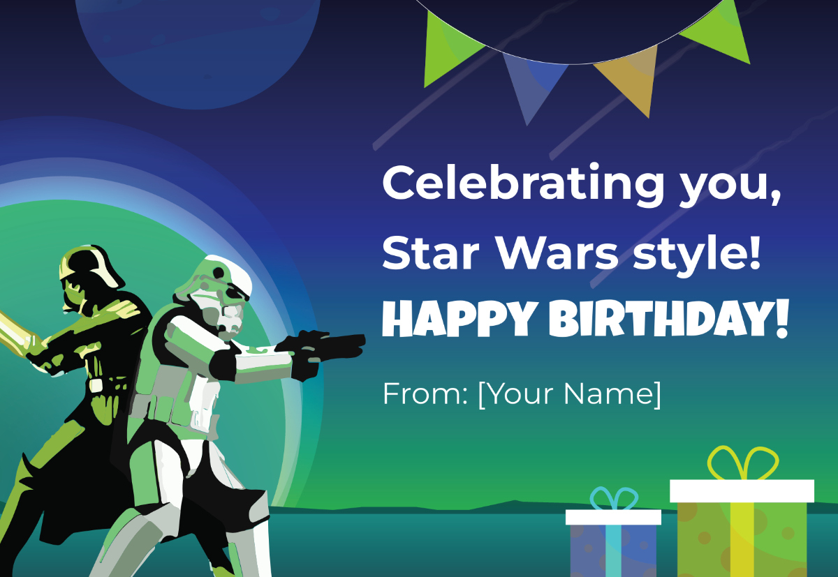 Free Star Wars Birthday Card Template To Edit Online within Star Wars Printable Cards Free