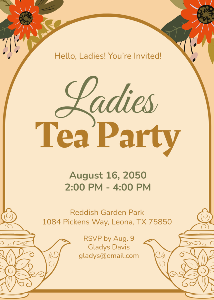 Free Tea Party Invitation Templates, Editable And Printable Intended For Free Printable Kitchen Tea Invitation Templates Free Tea Party Invitation Templates, Editable And Printable Intended For Free Printable Kitchen Tea Invitation Templates