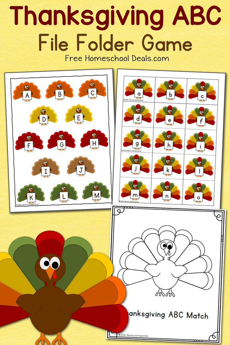 Free Thanksgiving File Folder Game (Instant Download) pertaining to Free Printable Preschool Folder Games