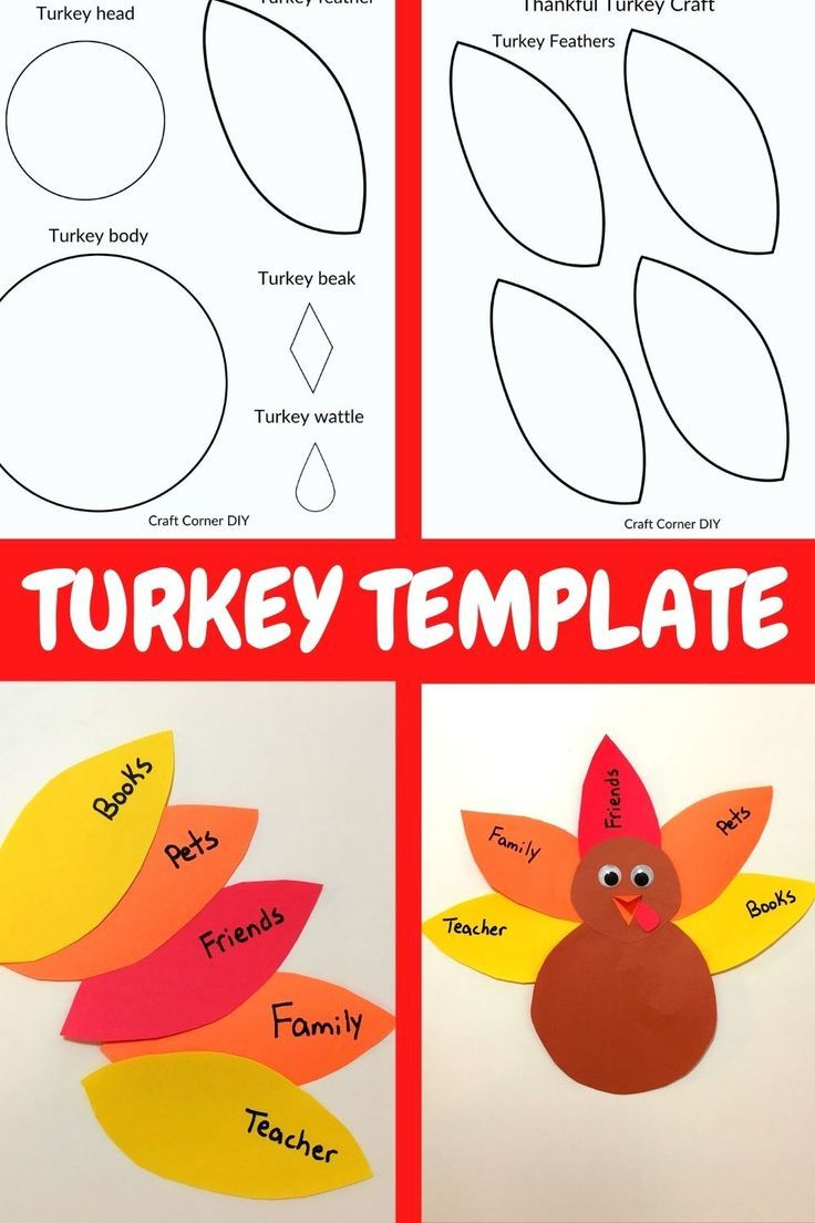 Free Turkey Template Kids Craft with Free Printable Thanksgiving Crafts For Kids